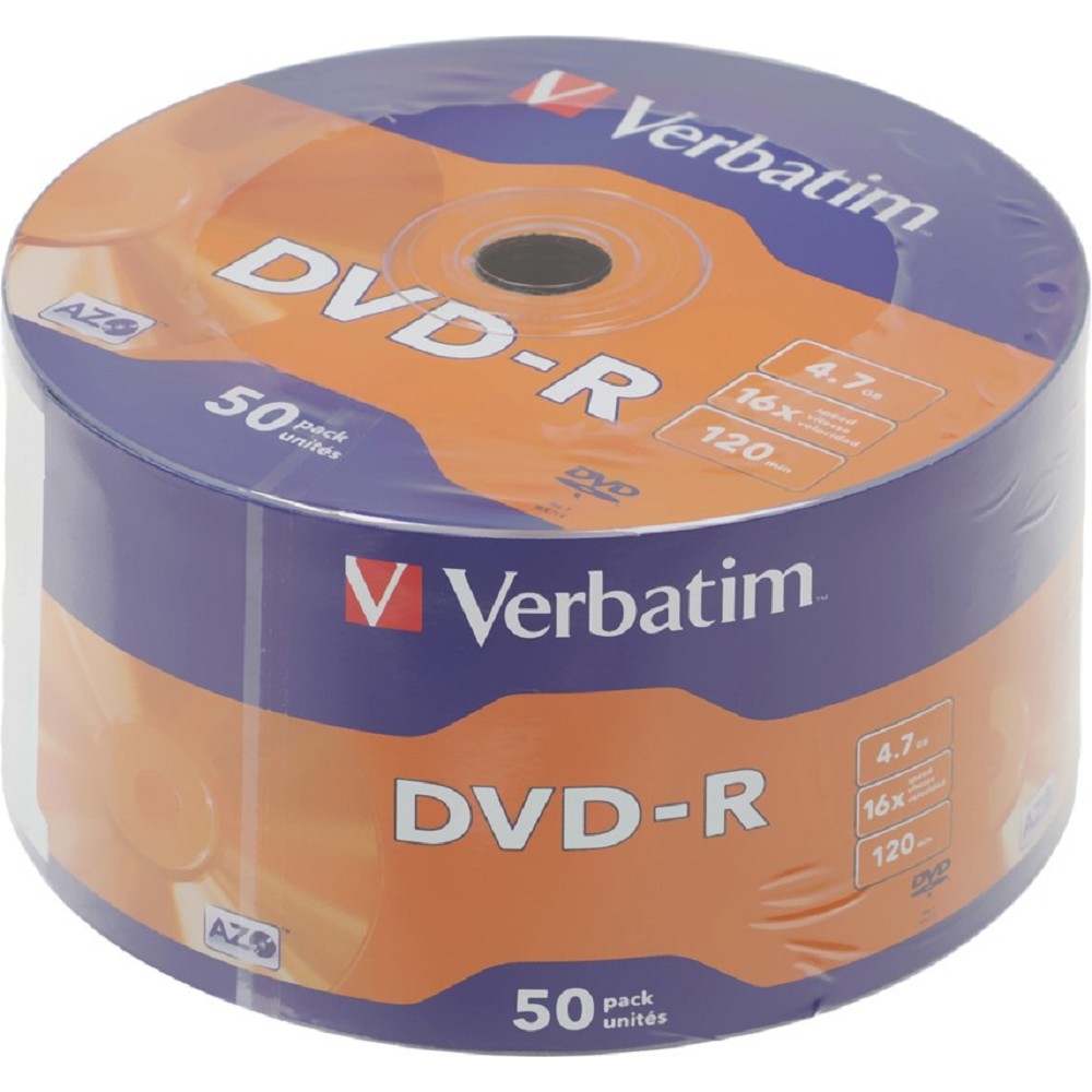 Verbatim Диски DVD-R 16-x 4.7Gb (50 шт)/Shrink/50 Azo (43788)
