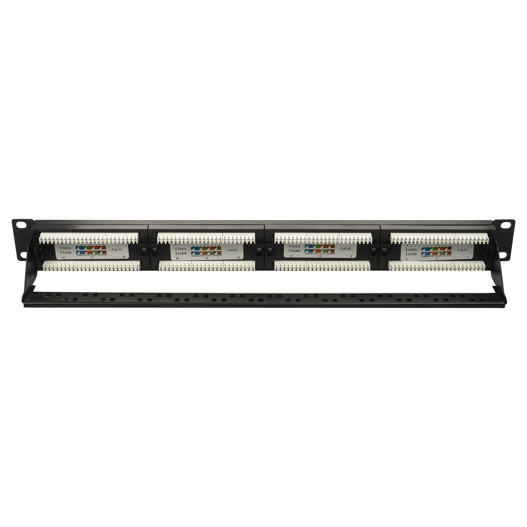 Патч-панель 19" NEOMAX [NM-BPP-1U24P-UB-101-BK] 1U, 24 порта, UTP, с кабельным организатором, цвет черный