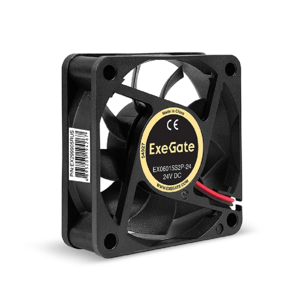 Exegate EX299905RUS Вентилятор 24В DC ExeGate EX06015S2P-24 (60x60x15 мм, Sleeve bearing (подшипник скольжения), 2pin, 4800RPM, 34dBA)