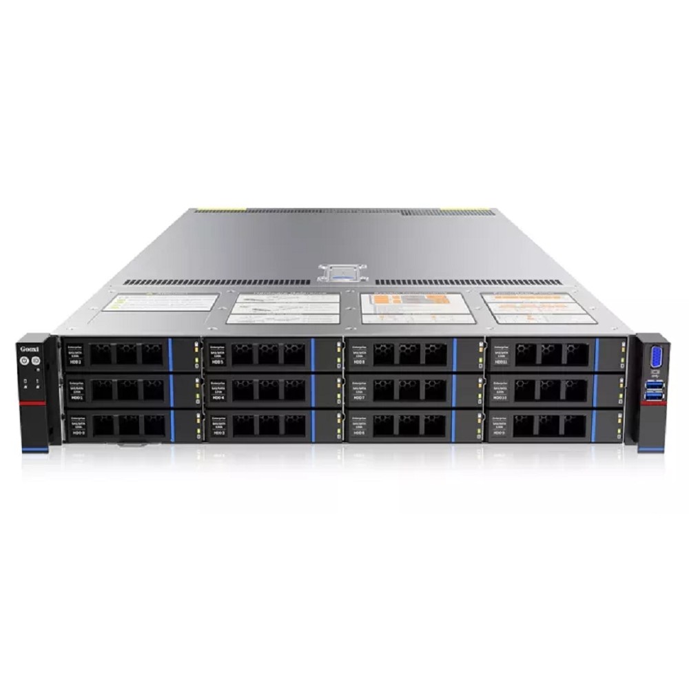 Gooxi SL201-D12R-G4 2u 12bay server platform with direct bp,based on rapid sapphire 2xPCIe 5.0x16; 4xPCIe 5.0x8 4x 2.5"" rear NVMe 2x CPU cooler 350W 1300W 1+1 EU power cables rail kits