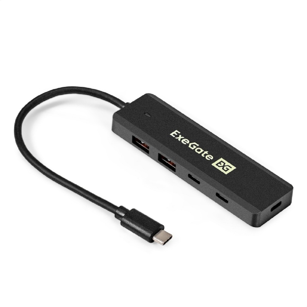 Exegate EX298169RUS USB-Хаб (концентратор) 4-в-1 ExeGate DUB-2C2P/10G (кабель-адаптер USB 3.2 Gen2 Type C --> 2xUSB3.2 Gen2 Type-A (10G)/2xUSB3.2 Gen2 Type-C (10G), SuperSpeed+ USB 10Gbps, Plug&amp;Play, 