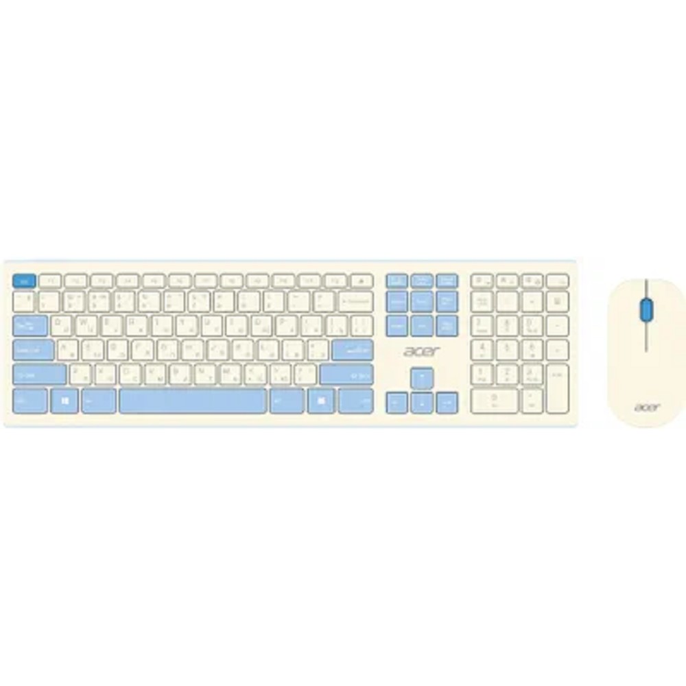 Acer OCC205 [ZL.ACCEE.00C] Комплект (клавиатура+мышь) клав:белый мышь:белый/голубой USB беспроводная slim 
