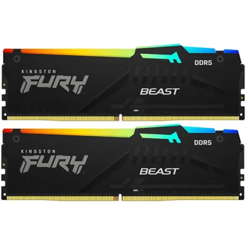 Kingston DDR5 DIMM 2x32GB 5600MHz KF556C36BBEAK2-64 Fury Beast RGB RTL Gaming PC5-44800 CL36 288-pin 1.25В single rank с радиатором Ret