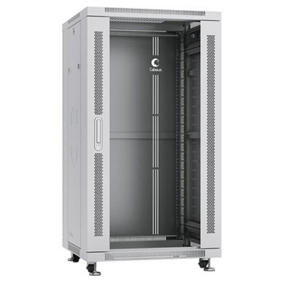 Cabeus SH-05C-22U60/60 Шкаф монтажный телекоммуникационный 19" напольный для распределительного и серверного оборудования 22U 600x600x1166mm (ШхГхВ) передняя стеклянная и задняя сплошная металлическая