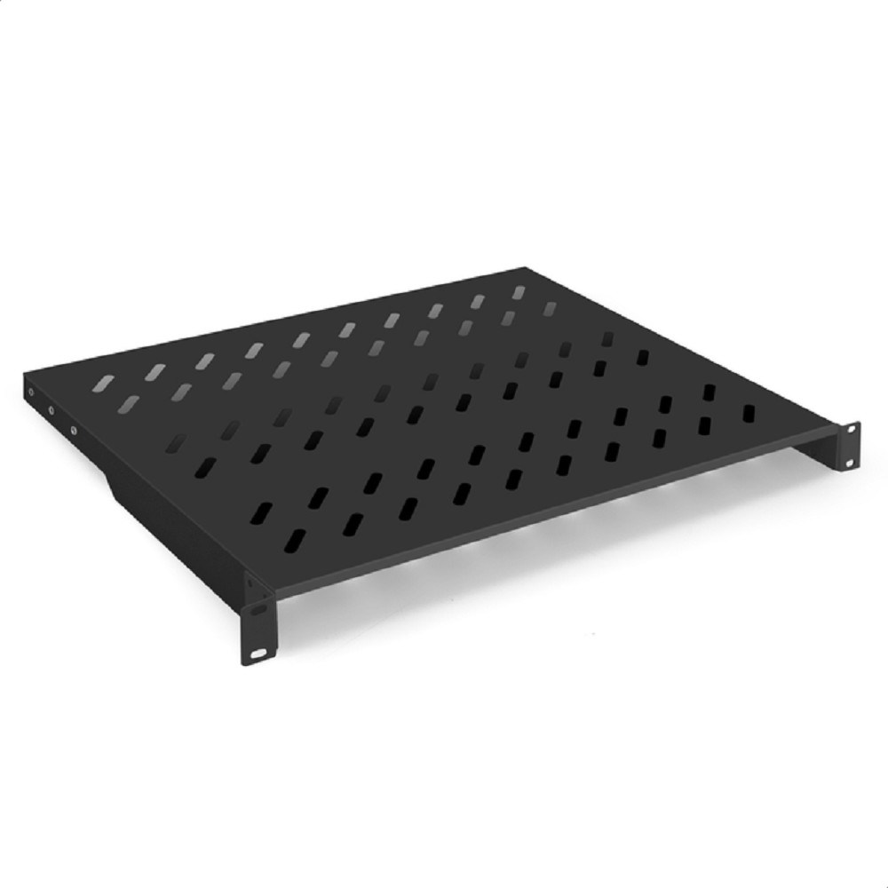 Exegate EX301461RUS Полка консольная регулируемая 19" ExeGate ECCS-1U350A-B (перфорированная, глубина 350мм, крепление 19" 1U для напольных шкафов и стоек глубиной 450мм/600мм, нагрузка до 50кг, цвет 