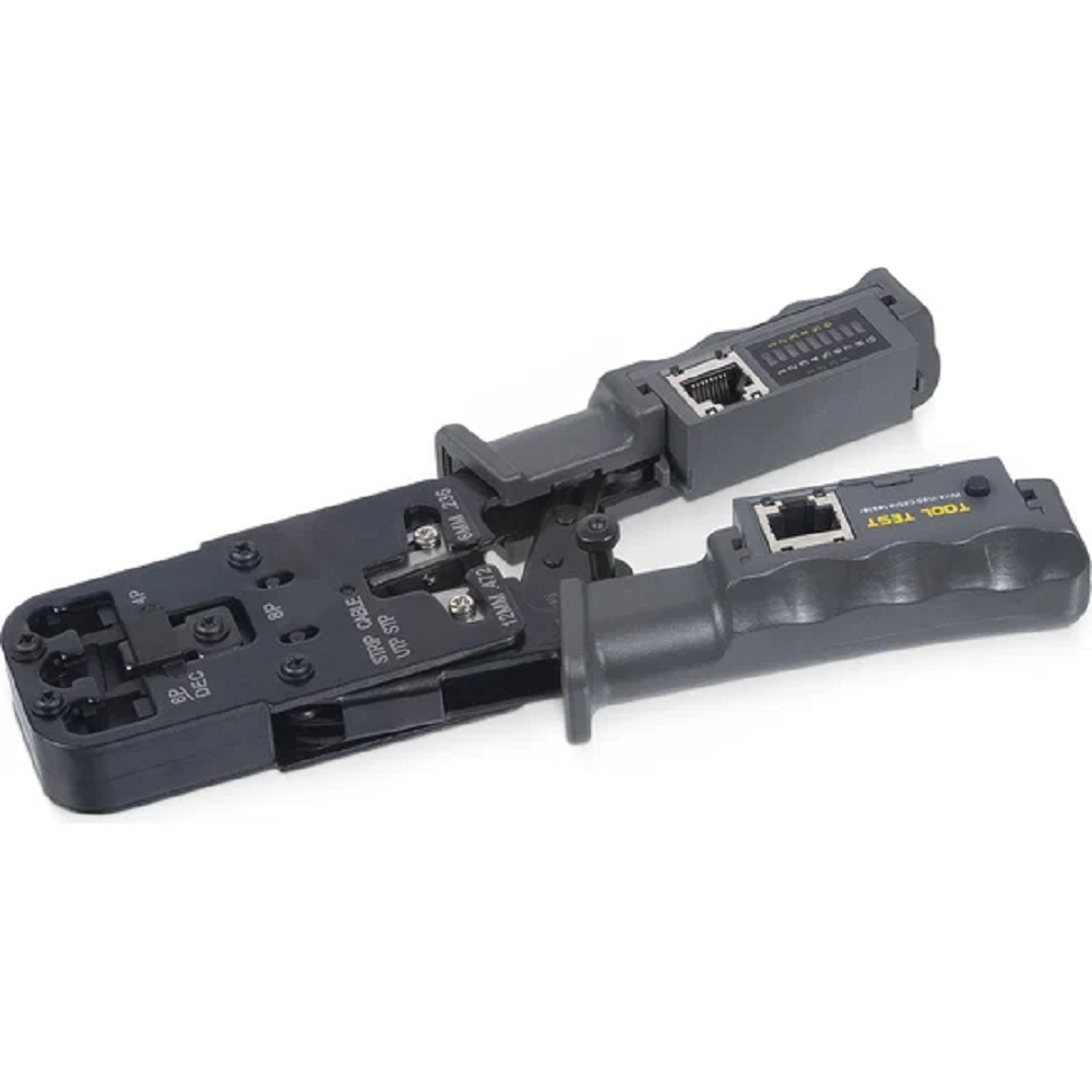 Cabeus HT-2010NT (HT-022) Инструмент обжимной 3 в 1 для RJ-45, RJ-11/12 с тестером для витой пары