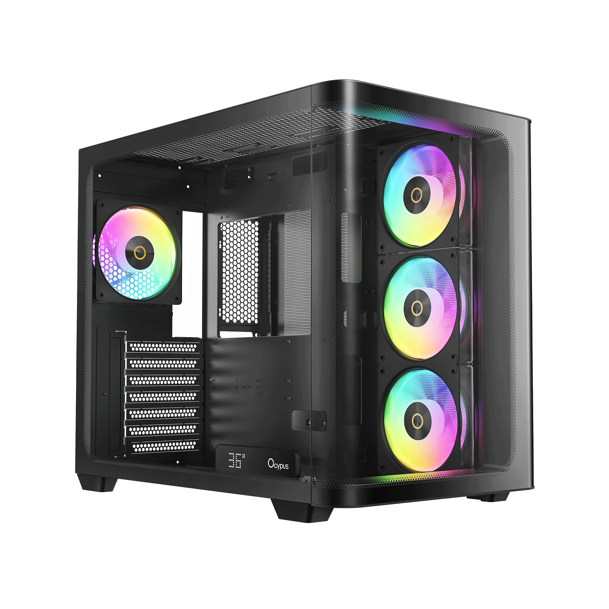 Case Ocypus Iota C70 BK Curve ARGB Digital ATX / win / black / 6 ARGB fans / no PSU / Tempered Glass