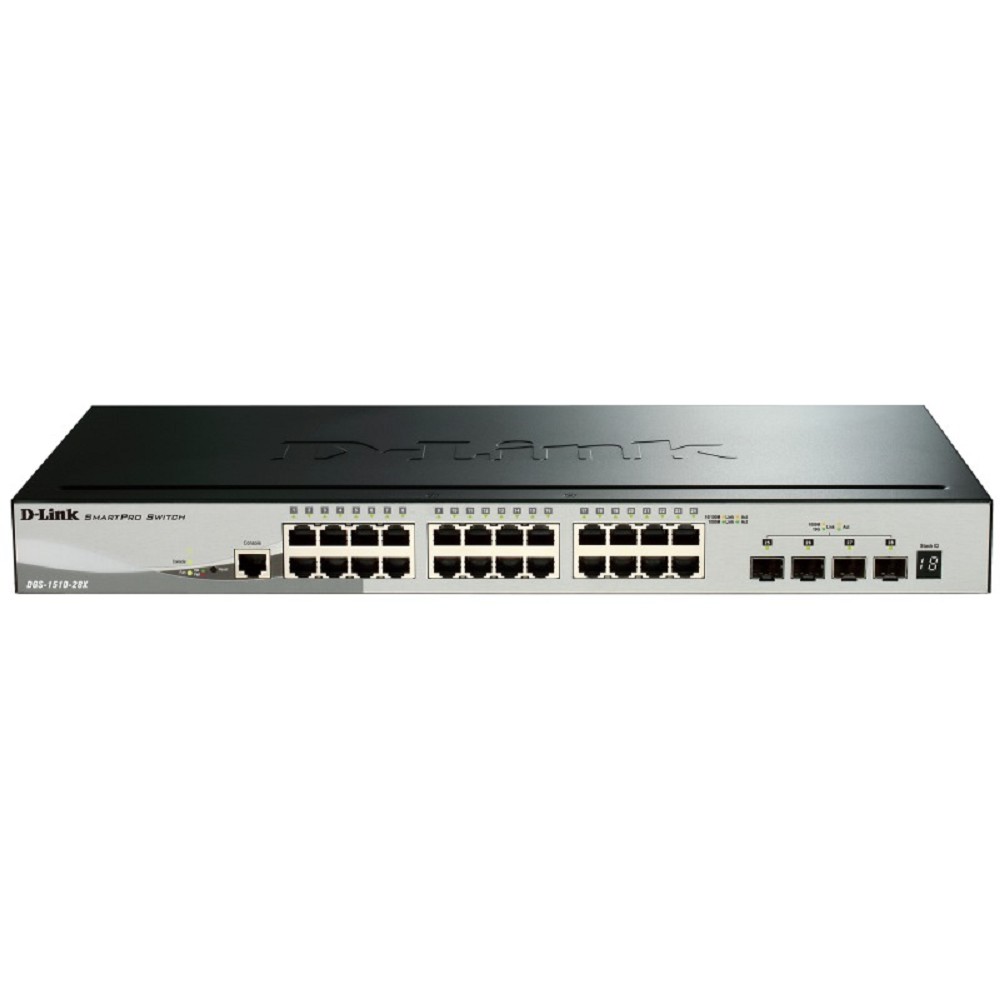 D-Link DGS-1510-28X/A1A PROJ Управляемый L2+ стекируемый коммутатор с 24 портами 10/100/1000Base-T и 4 портами 10GBase-X SFP+