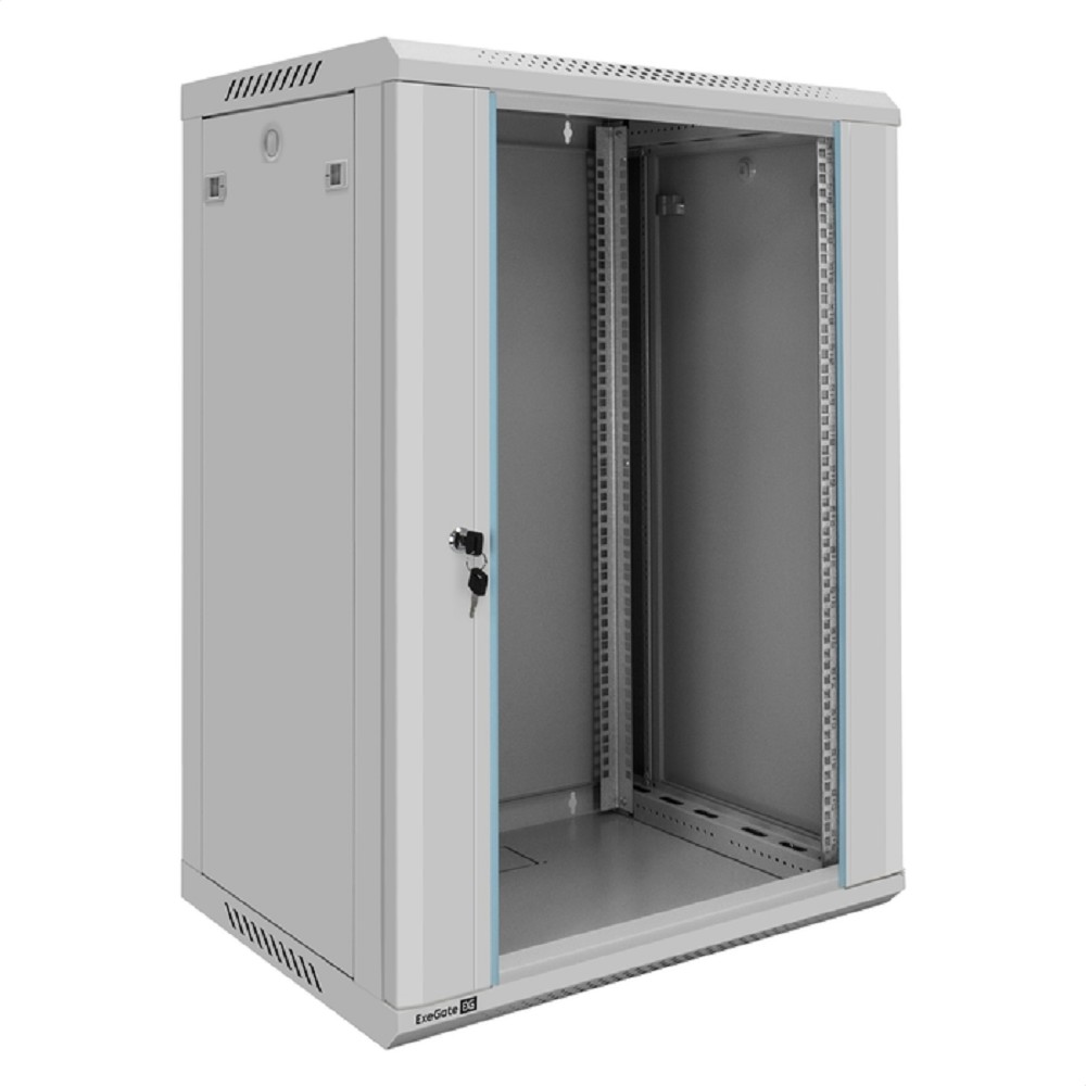 Exegate EX300259RUS Шкаф телекоммуникационный 19" настенный 18U ExeGate EC-WM-18U.450.G.GREY (19”, 18U, 600x450x901mm (ШхГхВ), передняя дверь закаленное стекло, съемные боковые панели, пыле- и влагоза