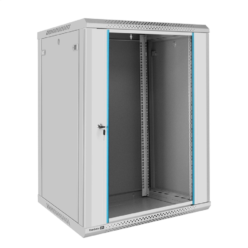 Exegate EX300271RUS Шкаф телекоммуникационный 19" настенный 18U ExeGate EC-WM-18U.600.G.GREY (19”, 18U, 600x600x901mm (ШхГхВ), передняя дверь закаленное стекло, съемные боковые панели, пыле- и влагоза