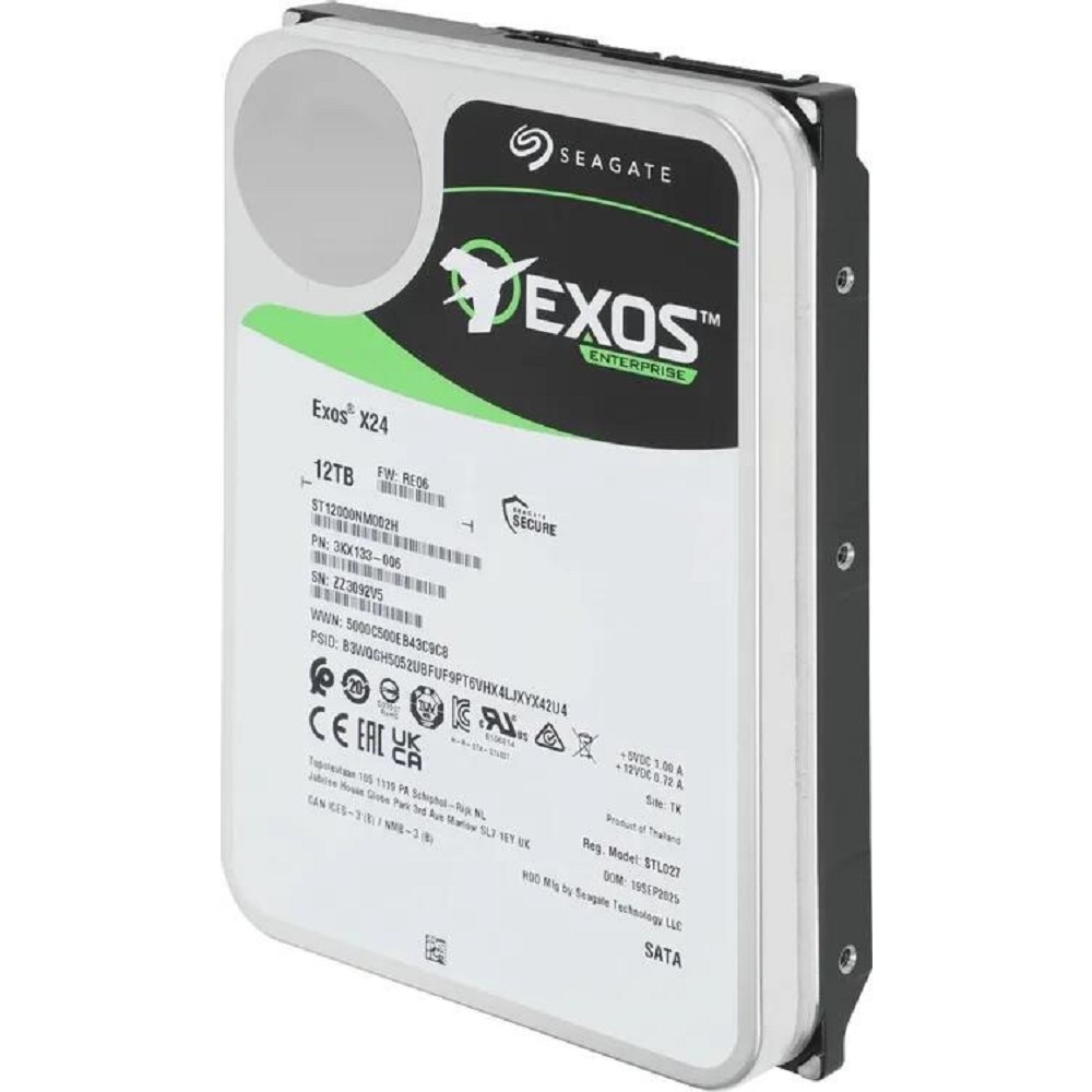 12TB Seagate Exos X24 (ST12000NM002H) {SATA 6Gb/s, 7200 rpm, 512mb buffer, 3.5"}
