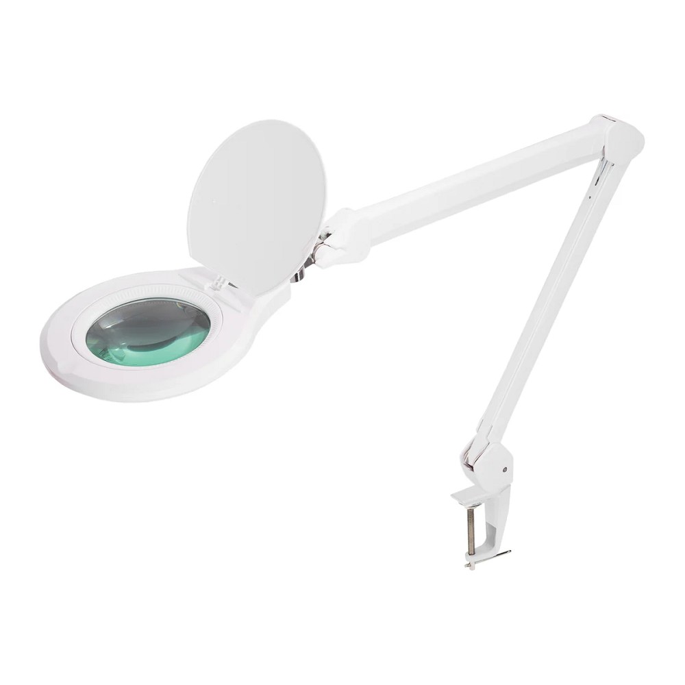 Rexant 31-0532 Лупа на струбцине  , круглая, 5D, с подсветкой 72 SMD, сенсорный регулятор яркости, белая