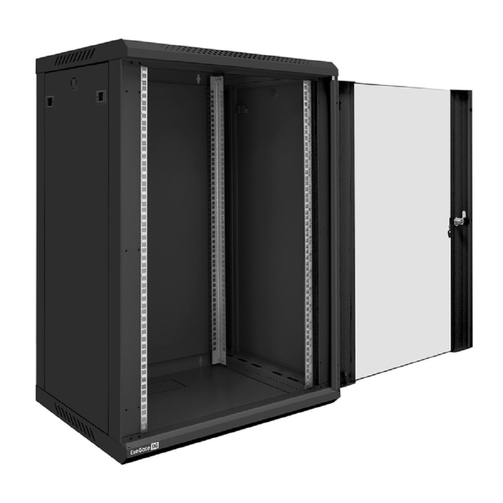 Exegate EX300258RUS Шкаф телекоммуникационный 19" настенный 18U ExeGate EC-WM-18U.450.G.BLACK (19”, 18U, 600x450x901mm (ШхГхВ), передняя дверь закаленное стекло, съемные боковые панели, пыле- и влагоз