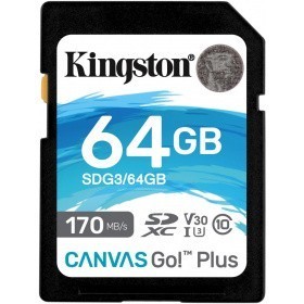 SecureDigital 64Gb Kingston Canvas Go Plus SDXC UHS-I U3 V30 SDG3/64GB