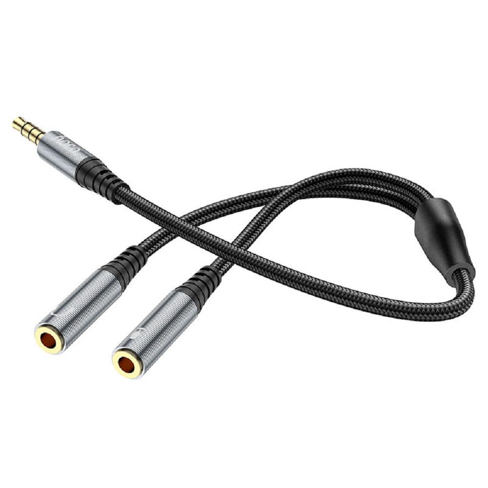 HOCO UPA21/ AUX аудио кабель/3.5 mm jack M - 2x3.5 mm jack F/ 0.25m/ Black