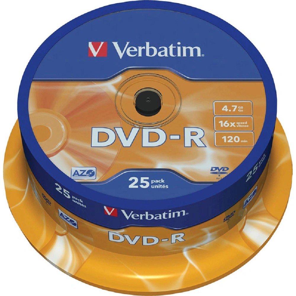 Verbatim Диски DVD-R 4.7Gb 16-х, 25шт, Cake Box (43522)