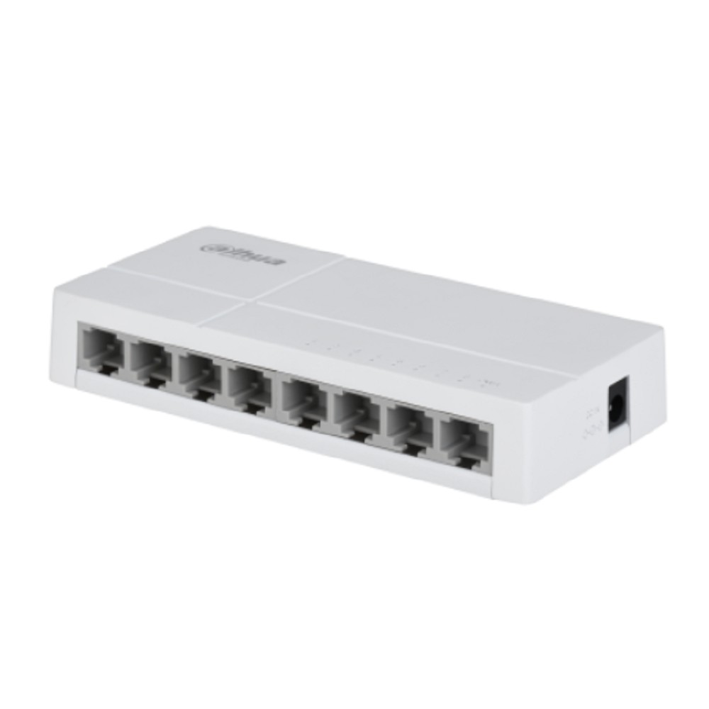 DAHUA DH-SF1008L 8-портовый неуправляемый коммутатор, 8x10/100 Base-T, коммутация 1.6 Гбит/с, MAC-таблица 2K, пластик