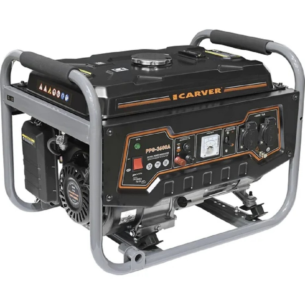 Генератор CARVER PPG- 3600А бензин [01.020.00011] { (LT-168F-1, 2,5/2,8кВт, 220В, бак15л)(16шт/пал) }