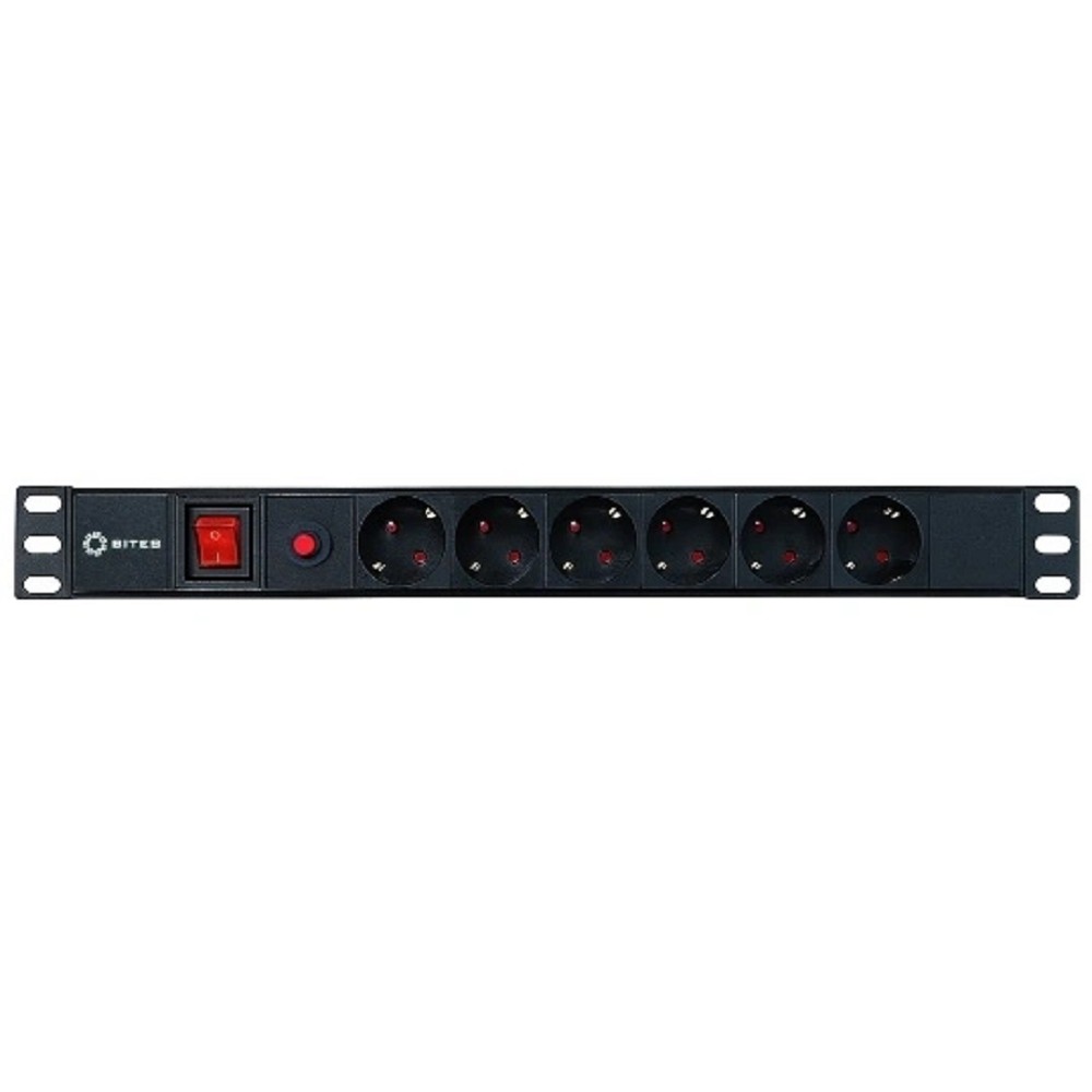 5bites Блок розеток PDU-10 6S / 10A / PVC / SWITCH / 1U / 19"