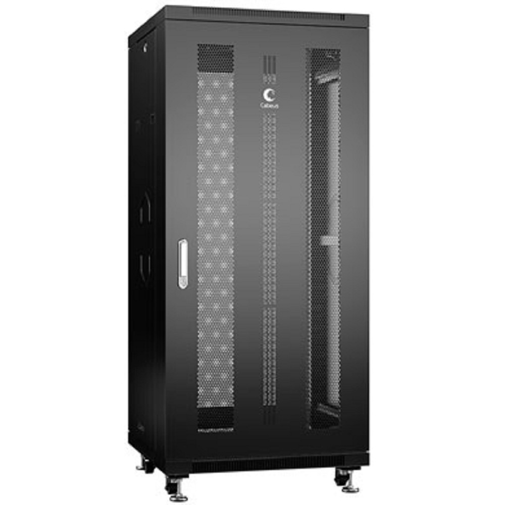 Cabeus ND-05C-27U60/100-BK Шкаф монтажный телекоммуникационный 19" напольный для распределительного и серверного оборудования 27U 600x1000x1388mm (ШхГхВ) передняя и задняя перфорированные двери, ручка