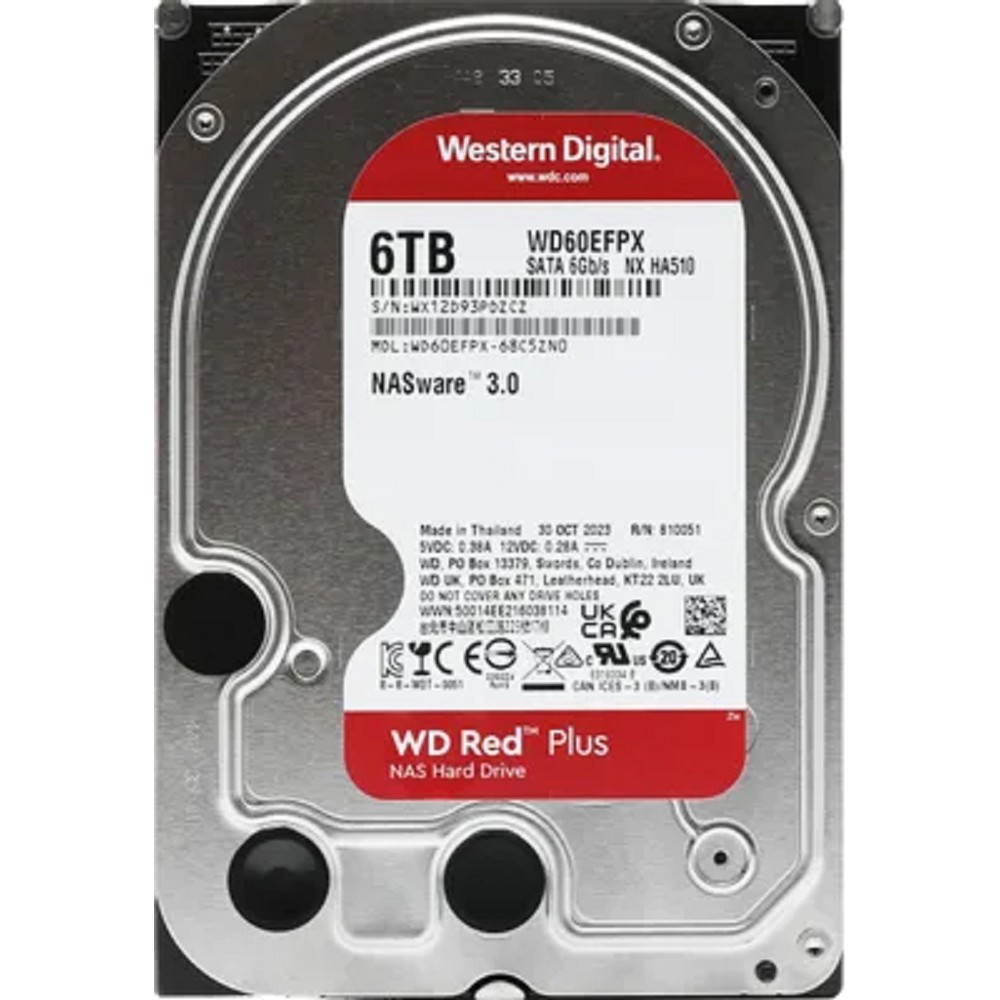 6TB WD NAS Red Plus (WD60EFPX) {Serial ATA III, 5400- rpm, 256Mb, 3.5"}
