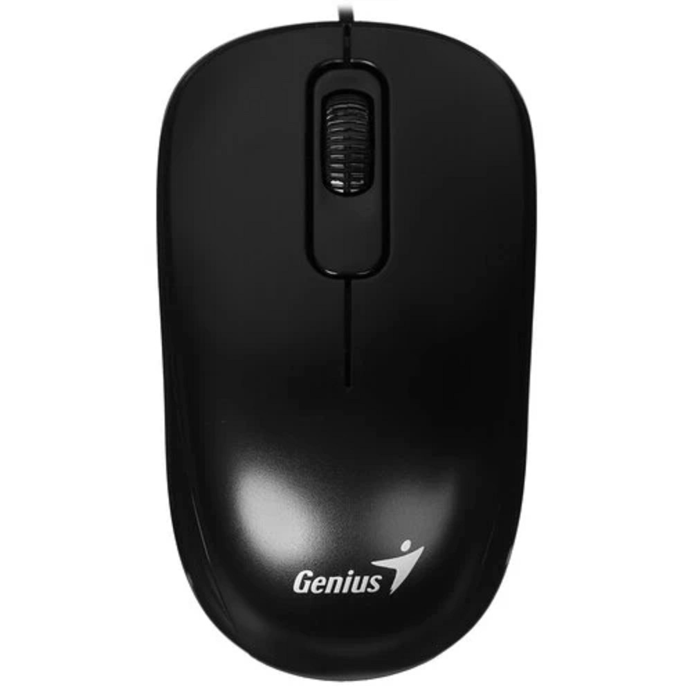Мышь проводная Genius DX-110, USB, оптическая, разрешение 1000 DPI, 3 кнопки, кабель 1.5m, для правой/левой руки. Цвет: черный (31010009400)