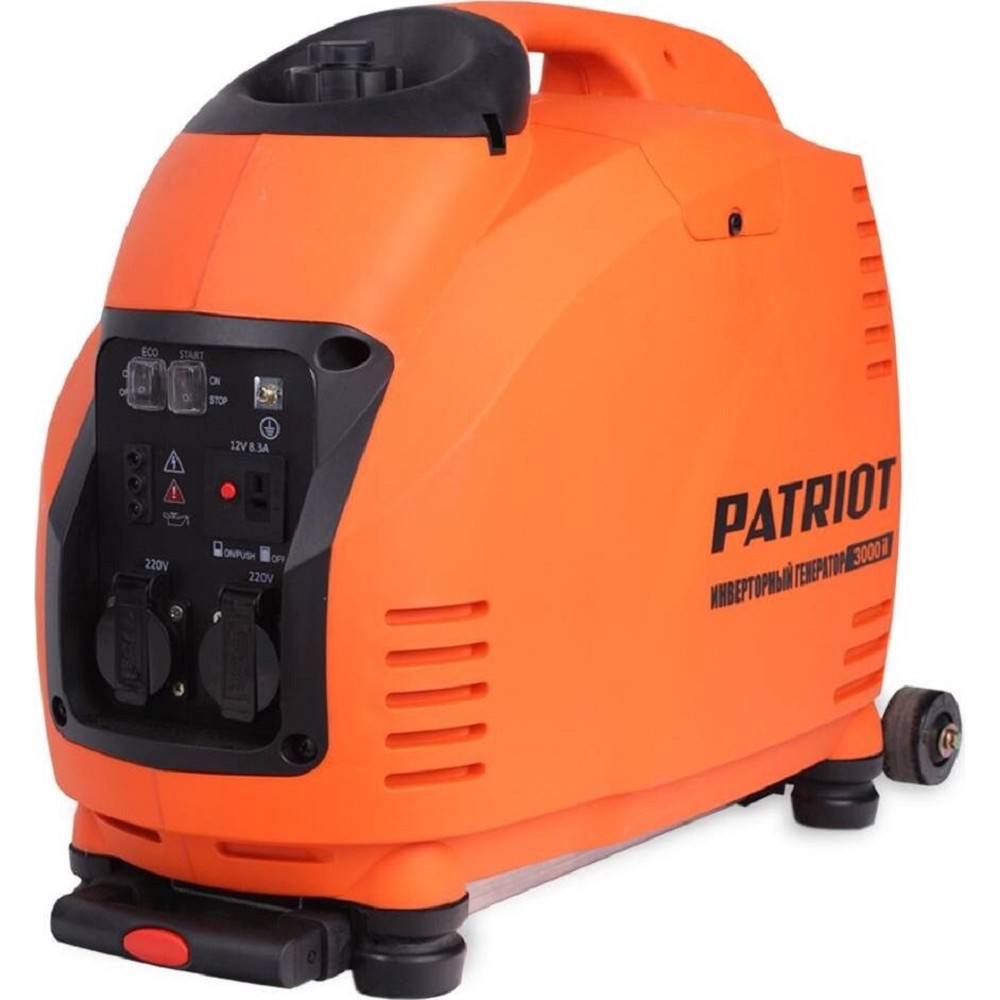 Генератор инверторный PATRIOT 3000il [474101046] {Двигатель 4т, АИ-92, 149сс, мощность рабочая/максимальная -3,0/3,5 кВт, объём бака - 5,7 л, 2 розетки Euro 16A, вес 31,5 кг}