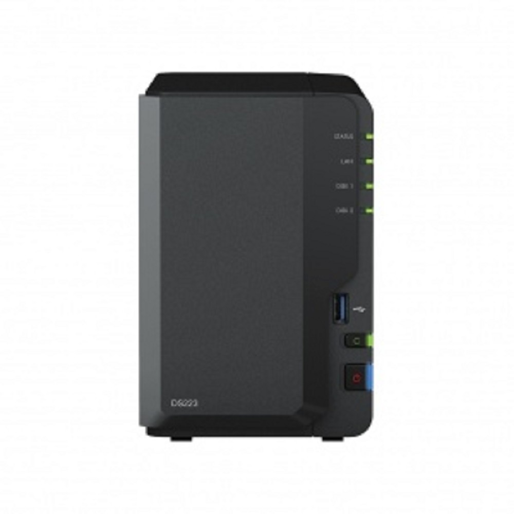 Synology DS223 Сетевое хранилище NAS, слоты 2x2.5"/3.5" SATA3, 1x1 Гбит/с, 3xUSB 3.X, Realtek RTD1619B/4x1.7 ГГц, DDR4 2Gb, 60W вилка UK/HK 3-pin