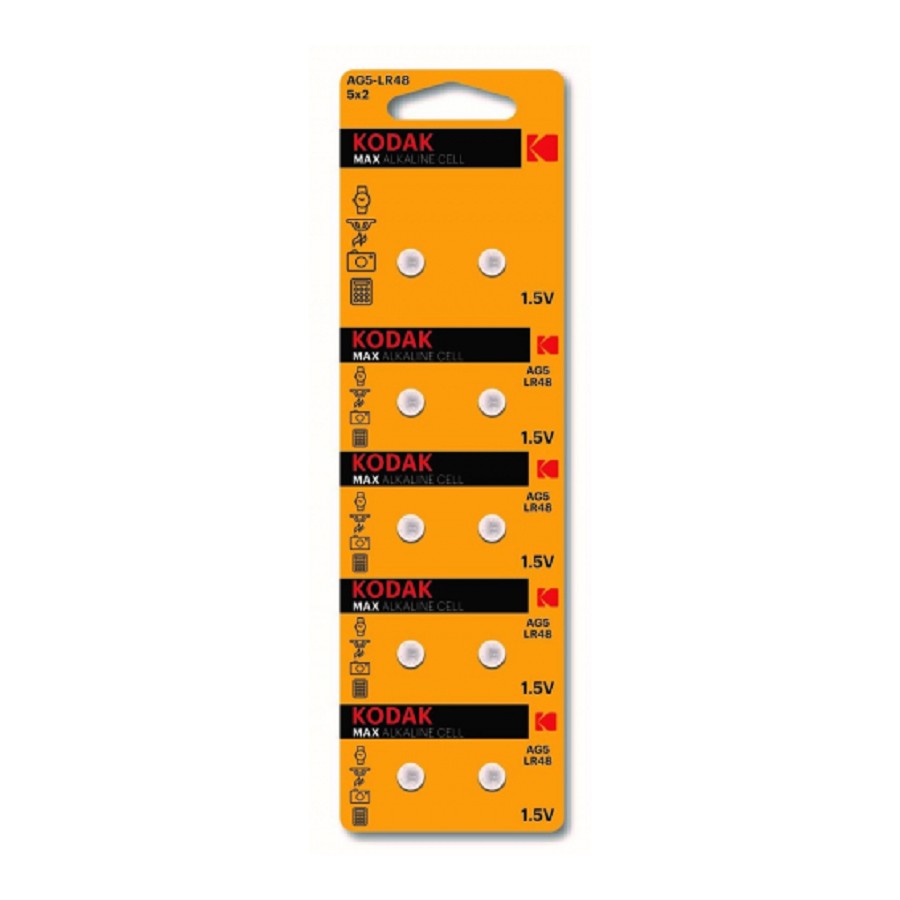 Kodak AG5 (393) LR754, LR48 [KAG5-10] Max Button Cell (100/1000/80000) (10 шт. в уп-ке)