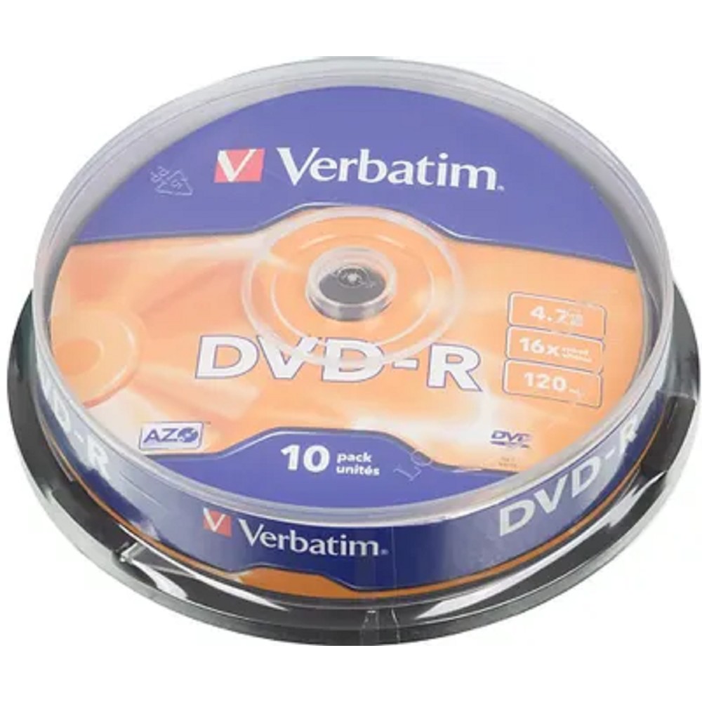 Verbatim  Диски DVD-R  4.7Gb 16х, 10 шт, Cake Box (43523)