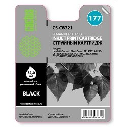 Cactus C8721 Картридж струйный Cactus CS-C8721 №177 черный для №177 HP PhotoSmart 3213/3313/8253/C5183/C6183 (34ml)
