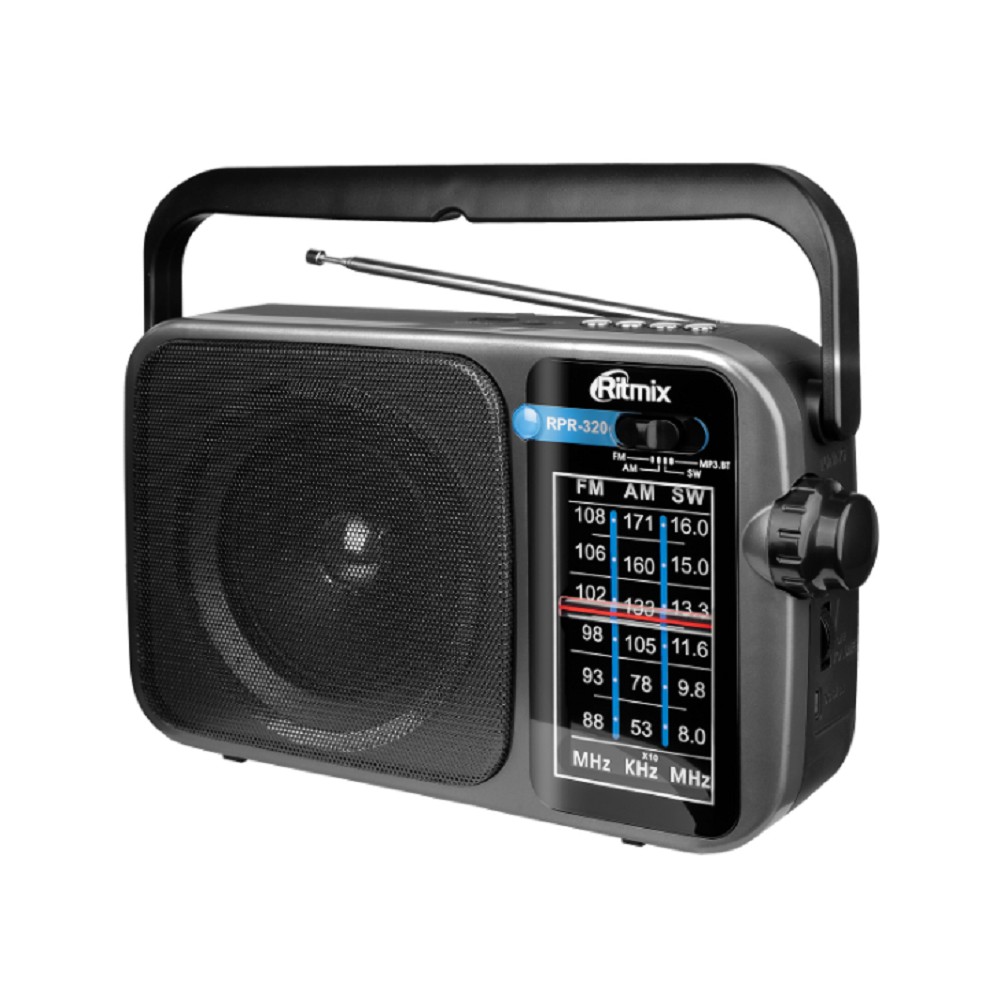 RITMIX RPR-320 {ФМ радиоприёмник 3-диапазонный (FM/AM/SW), Bluetooth v.5.2,  воспроизв. с micro SD карт памяти или USB флэш носителей}