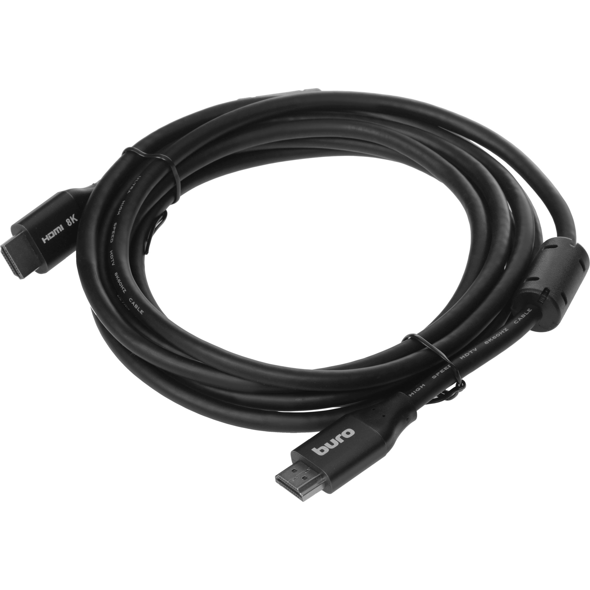 Кабель интерфейсный Buro BHP-HDMI-2.1-3G HDMI (m) - HDMI (m) , ver 2.1, 3м, GOLD, ф/фильтр, черный (1478845)