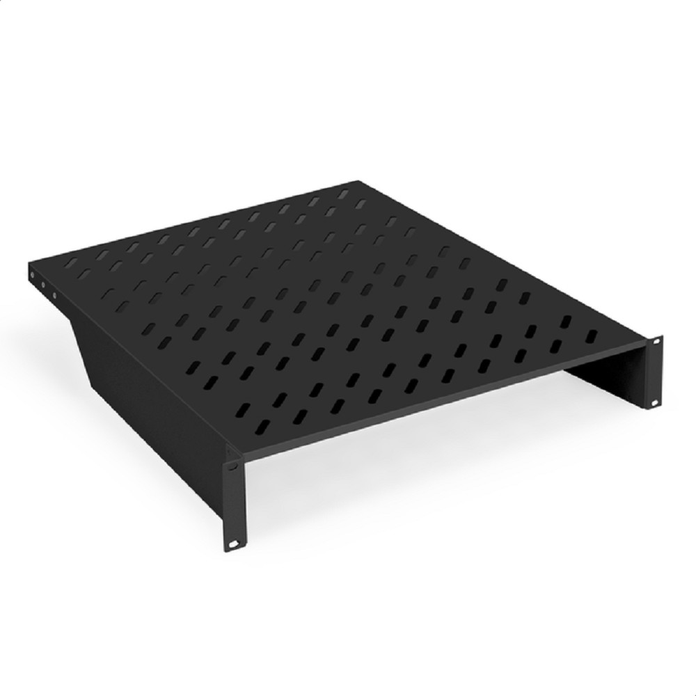 Exegate EX301559RUS Полка консольная регулируемая 19" ExeGate ECCS-2U550A-B (перфорированная, глубина 550мм, крепление 19" 2U, для напольных шкафов и стоек глубиной 800мм/1000мм, нагрузка до 50кг, цве