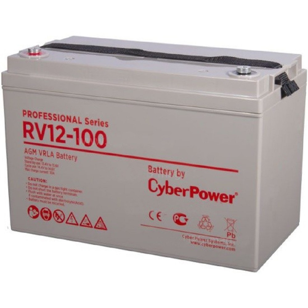 CyberPower АКБ RV 12-100 / 12 В 100 Ач {клемма М8, ДхШхВ 330х174х212мм., высота с клеммами   220, вес 31,8кг., срок службы 10 лет}