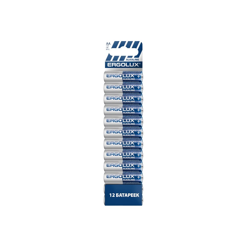 Ergolux Alkaline  BP12 LR6  (ПРОМО, LR6 BP12, пальчиковая батарейка АА 1.5В)(12 шт. в уп-ке)