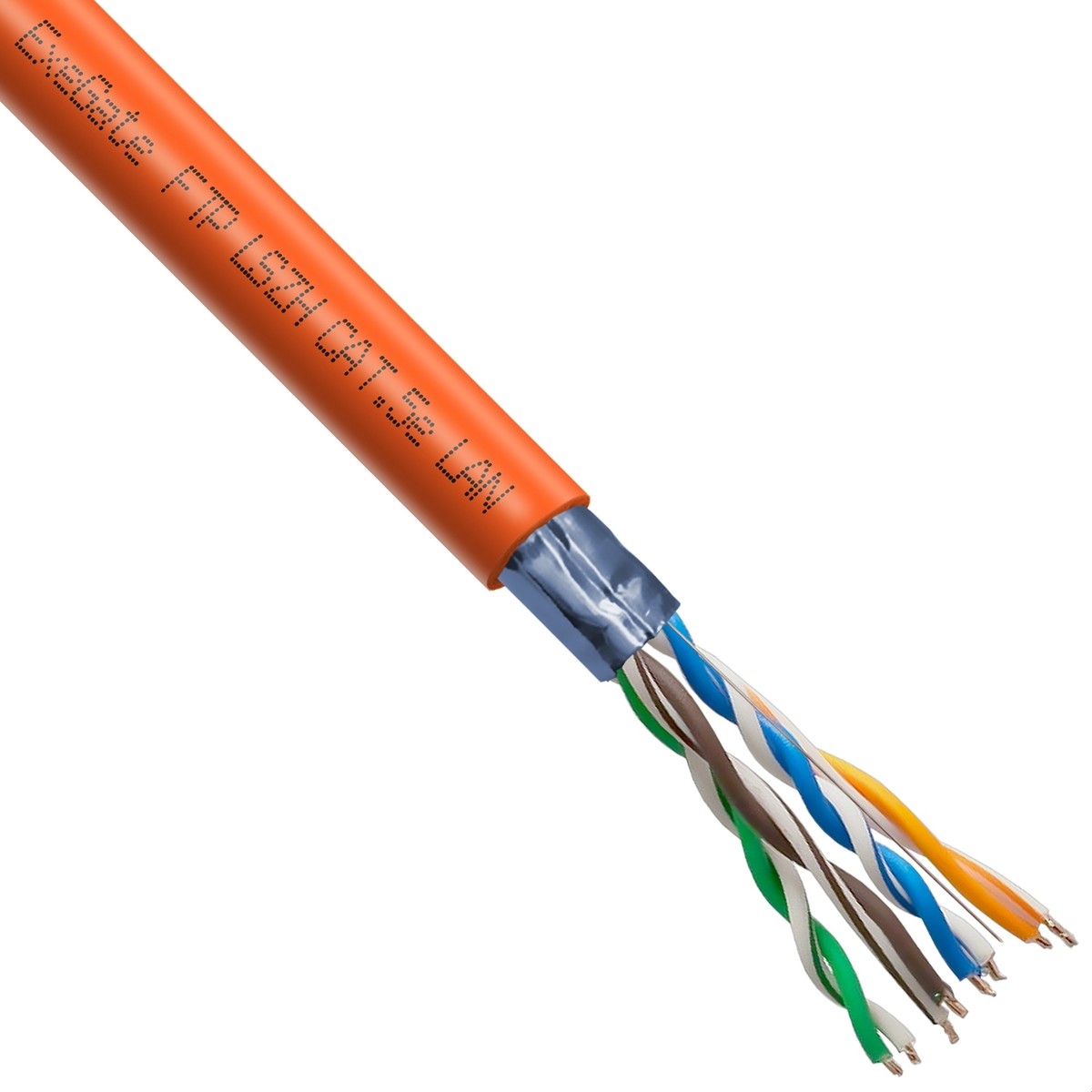 Exegate EX300624RUS Кабель ExeGate FUTP4-C5e-CCA-S24-IN-LSZH-OR-305 FTP 4 пары кат.5e CCA, 0.51мм (24AWG), экран, 305м, оранжевый, LSZH