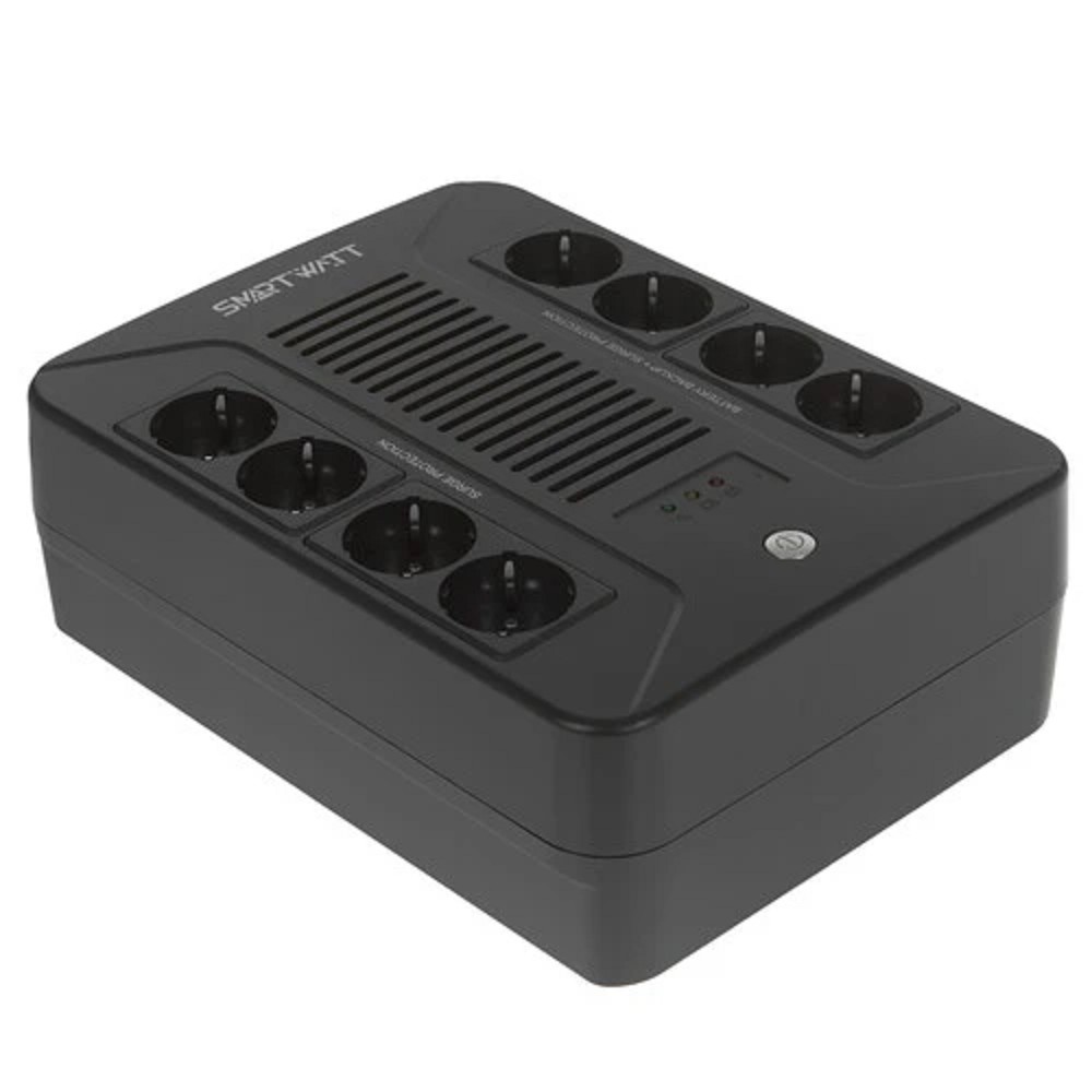 SMARTWATT UPS SAFE PRO 1000 {линейно-интерактивный,1000/600 ВА/Вт, напольный/настенный, LED индикация, Shuko CEE7/4 - 8 шт. (4 шт. с резервным питанием, 4 шт. - сетевой фильтр}