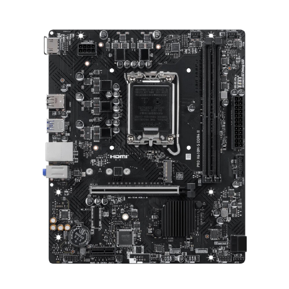 MSI PRO H610M-S DDR4 II H610, LGA1700, 2*DDR4, 1*PCIEx16, 1*PCIEx1, 1*M.2, 2*USB3.2Gen1, 4*USB2.0, 2*SATA3.0, 1G, HDMI, M-ATX, RTL