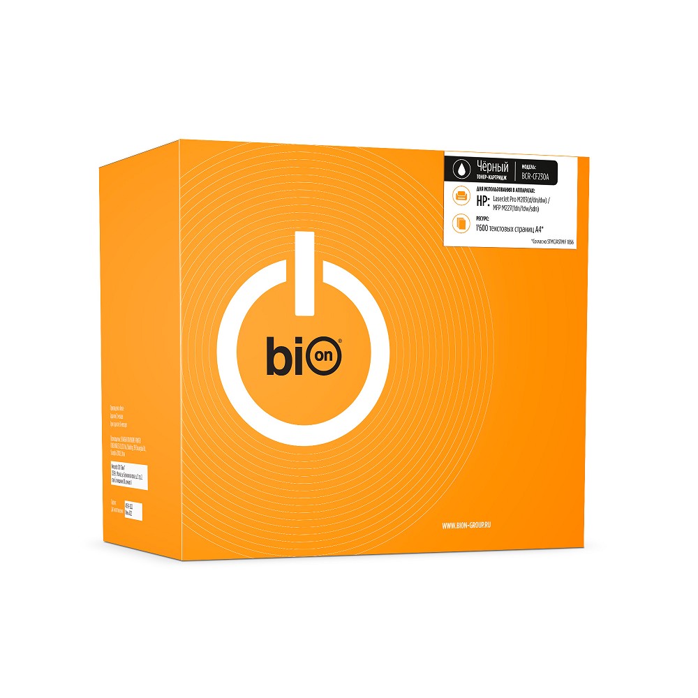 Повреждение упаковки Bion BCR-CF230A  Картридж для HP {LaserJet Pro M203d/M203dn/M203dw/MFP M227fdn/M227fdw/M227sdn} (1600  стр.), Черный, с чипом