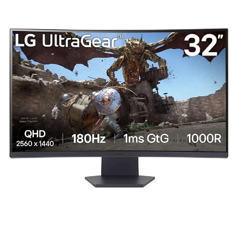 LCD LG 31.5" 32GS60QC-B UltraGear {VA Curved 2560x1440 180Hz 1ms 300cd 3000:1 HDR10 2xHDMI2.0 DisplayPort1.4 VESA}