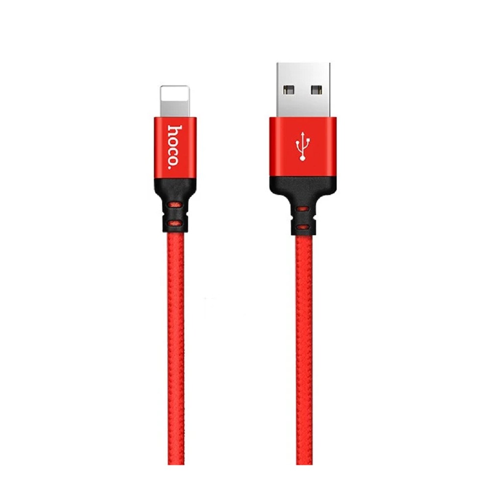 HOCO HC-62837 X14/ USB кабель Lightning/ 1m/ 2A/ Нейлон/ Red