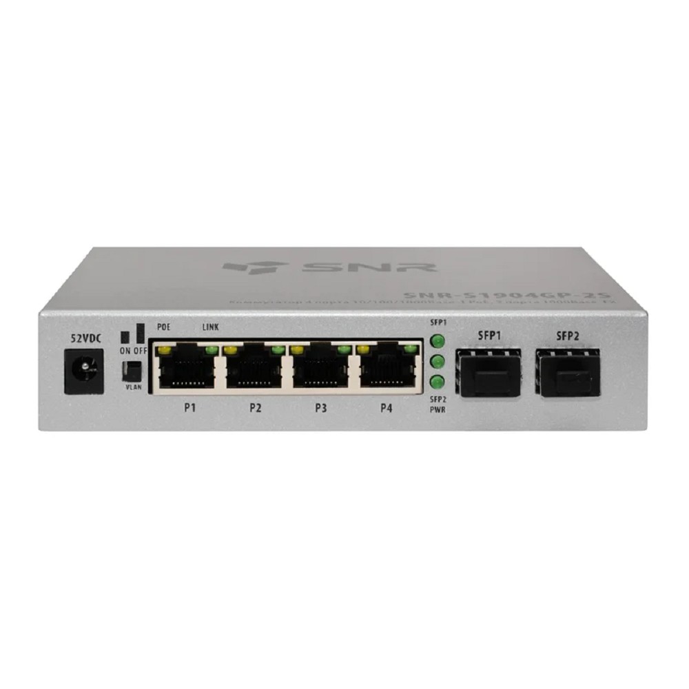 SNR SNR-S1904GP-2S Неуправляемый POE коммутатор уровня 2, 4 порта 10/100/1000Base-T, 2 порта 1000Base-X (SFP)
