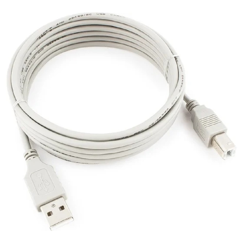 Cablexpert Кабель USB2.0 AM/BM, медь, 3м, серый, пакет (CC-USB2-AMBM-10-N)