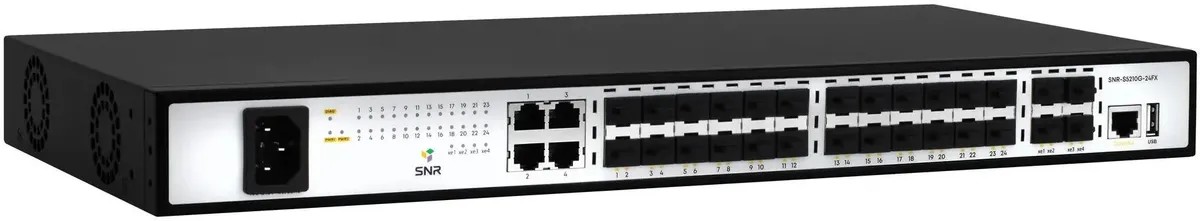 SNR SNR-S5210G-24FX Управляемый коммутатор уровня 2+, 20 портов 100/1000Base-X SFP, 4 порта Combo 10/100/1000Base-T|100/1000Base-X SFP, 4 порта 1/10G SFP+, встроенный БП ~220V AC