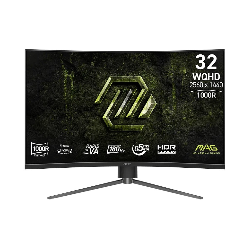 MSI MAG 31.5" 325CQPF E18 Black {VA Curved 1000R 2560x1440 180Hz 0.5ms 300cd 16:9 2xHDMI DisplayPort Tilt Swiv HAS External Vesa}