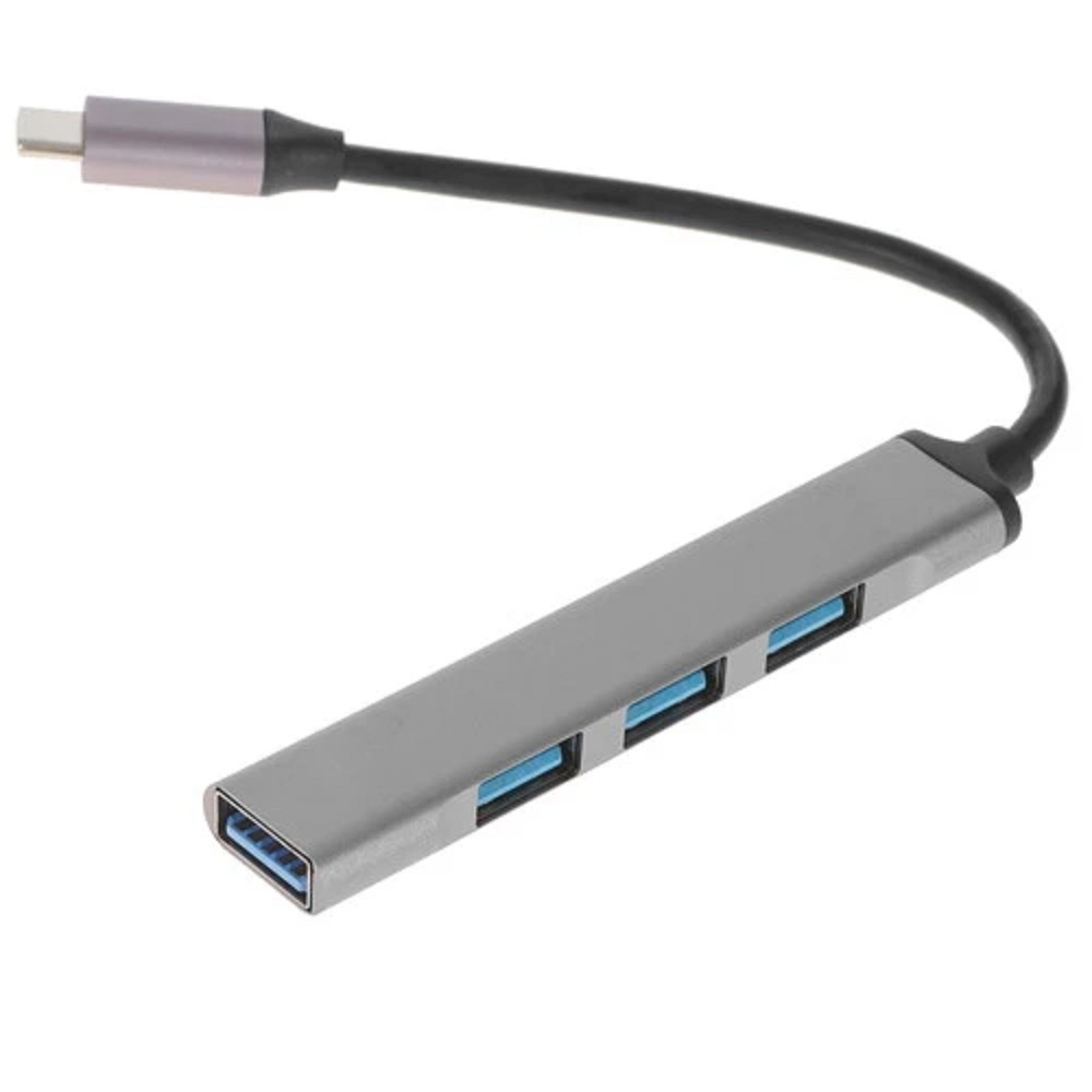 ORIENT CU-323, Type-C USB 3.0 (USB 3.1 Gen1)/USB 2.0 HUB 4 порта: 1xUSB3.0 + 3xUSB2.0, USB штекер тип С, алюминиевый корпус, серебристый (31235)