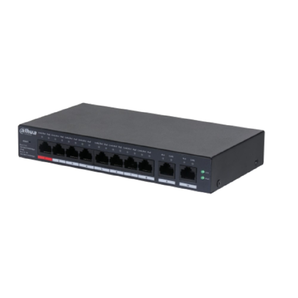 DAHUA DH-CS4010-8GT-110 8-портовый гигабитный PoE коммутатор управляемый  8 RJ45 10/100/1000Мбит/с (PoE/PoE+/Hi-PoE), 2 RJ45 10/100/1000Мбит/с (uplink) до 60Вт