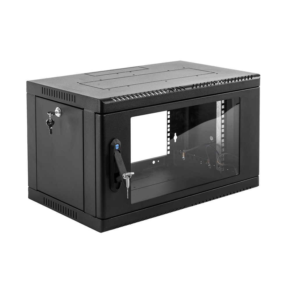 ЦМО Шкаф телекоммуникационный настенный 6U (600 x 650) дверь стекло, цвет черный (ШРН-6.650-9005)