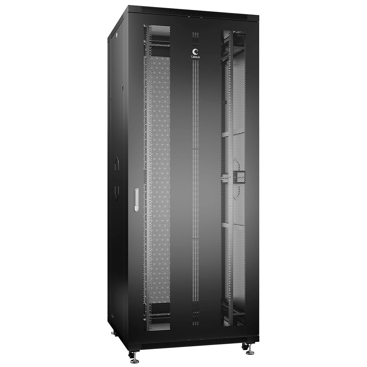 Cabeus ND-05C-42U80/100-BK Шкаф монтажный телекоммуникационный 19" напольный для распределительного и серверного оборудования 42U 800x1000x2055mm (ШхГхВ) передняя и задняя перфорированные двери, ручка
